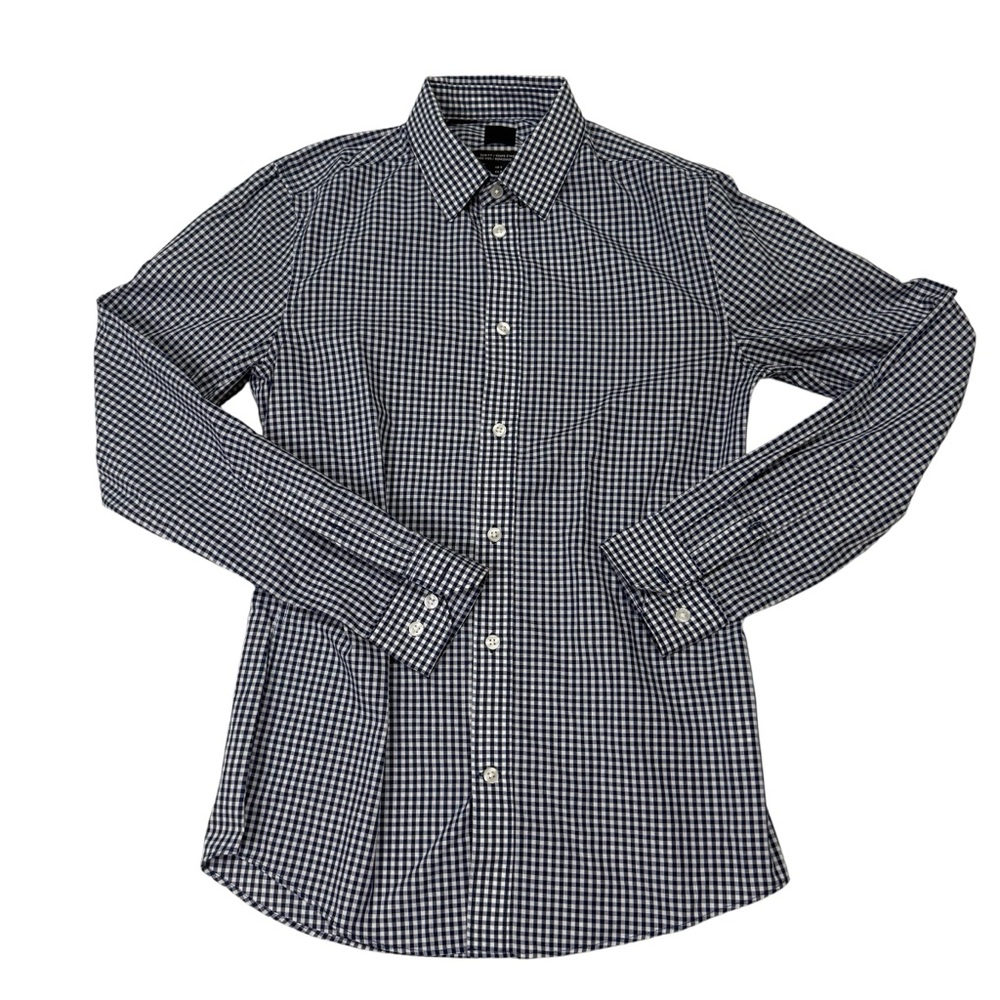 H&M Gingham Button-down Shirt Sz Small White Blue
